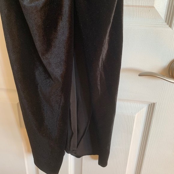 ZARA Velvet low cut, ruching, High slit dress, Xs-Sm - Picture 3 of 8